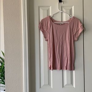 Loft pink ruffle sleeve t-shirt